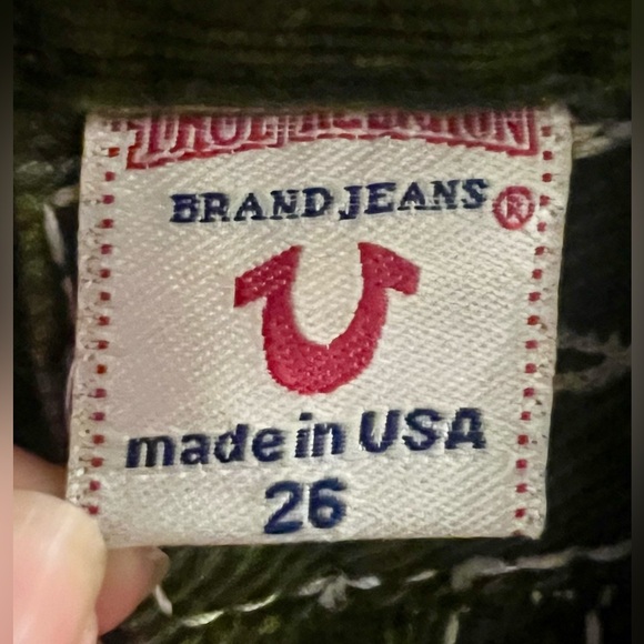 True Religion corduroy, olive green women's jeans. Size 26 - Picture 3 of 6